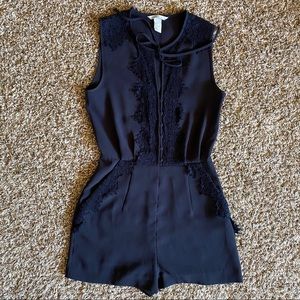 Navy Blue Lace Detail Romper